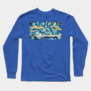 Snowflakes van Gogh Style Long Sleeve T-Shirt